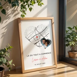 Affiche Personnalisée « Lieu de Rencontre et Photo » – Souvenir Unique et Cadeau Saint Valentin