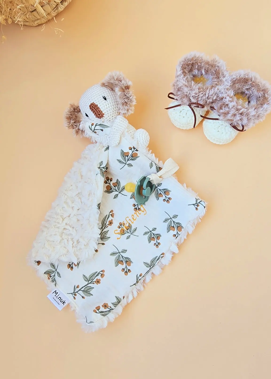 Coffret Doudou Koala Personnalisé Chaussons bébé