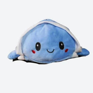 Doudou Tortue Peluche Réversible Humeur Bleu - Milo