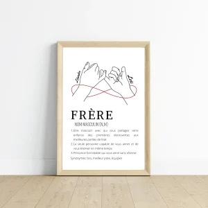 Affiche définition frère avec prénoms - Cadeau personnalisé frère par Le Temps des Paillettes