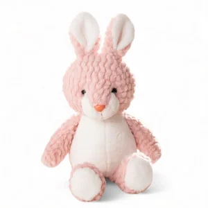 Peluche petit lapin rose et blanc