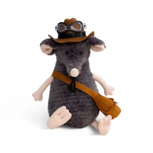 Peluche souris grise exploratrice