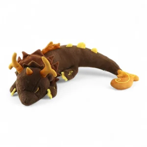 Dragon brun géant en peluche style mythique