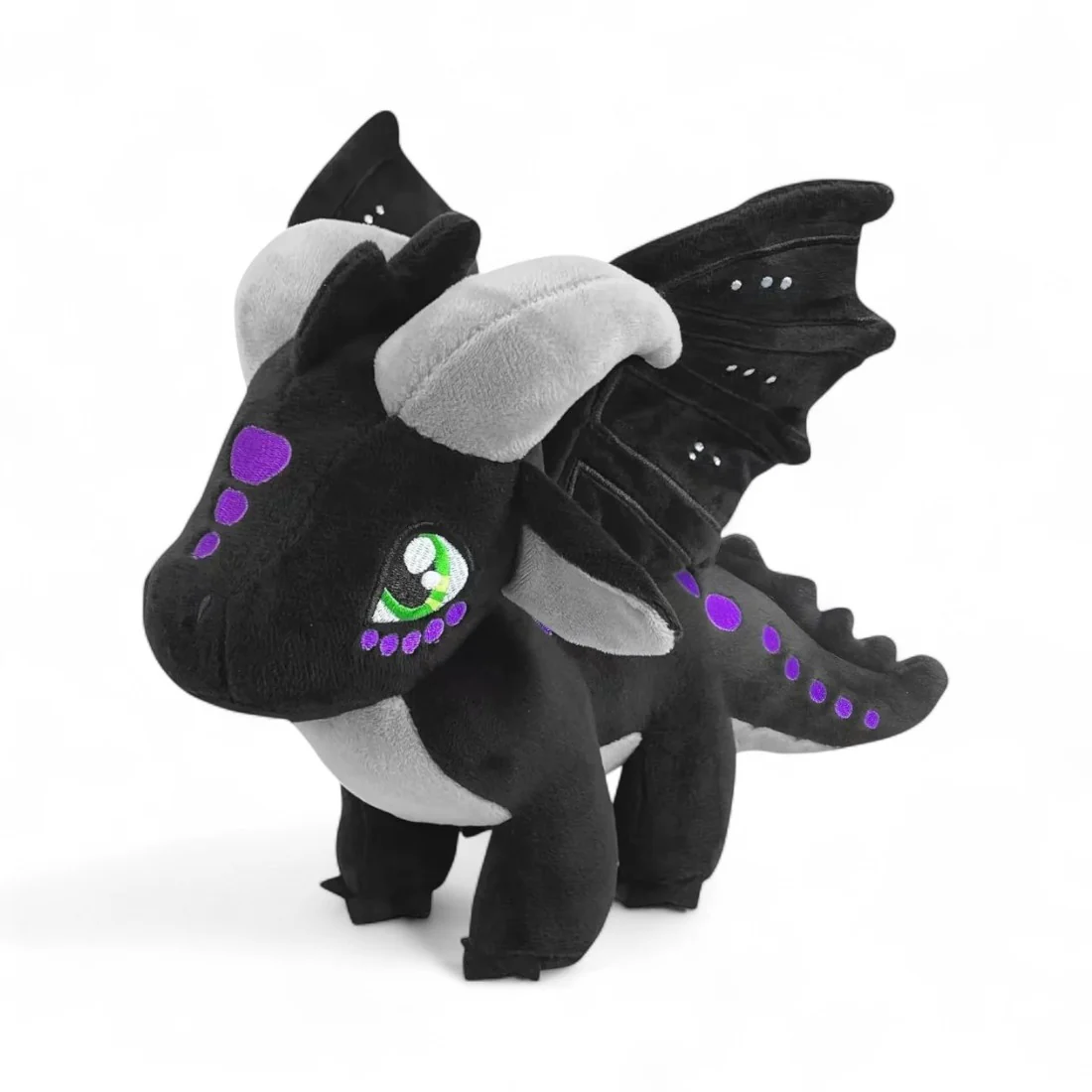 Peluche dragon féérique noir crépuscule