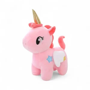 Licorne en peluche mignonne avec étoiles et ailes magiques