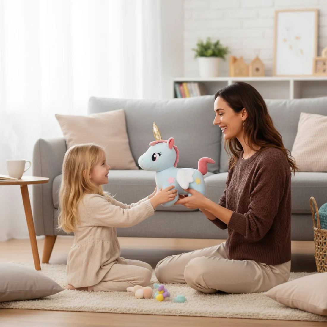 Licorne en peluche mignonne avec étoiles et ailes magiques – Image 3