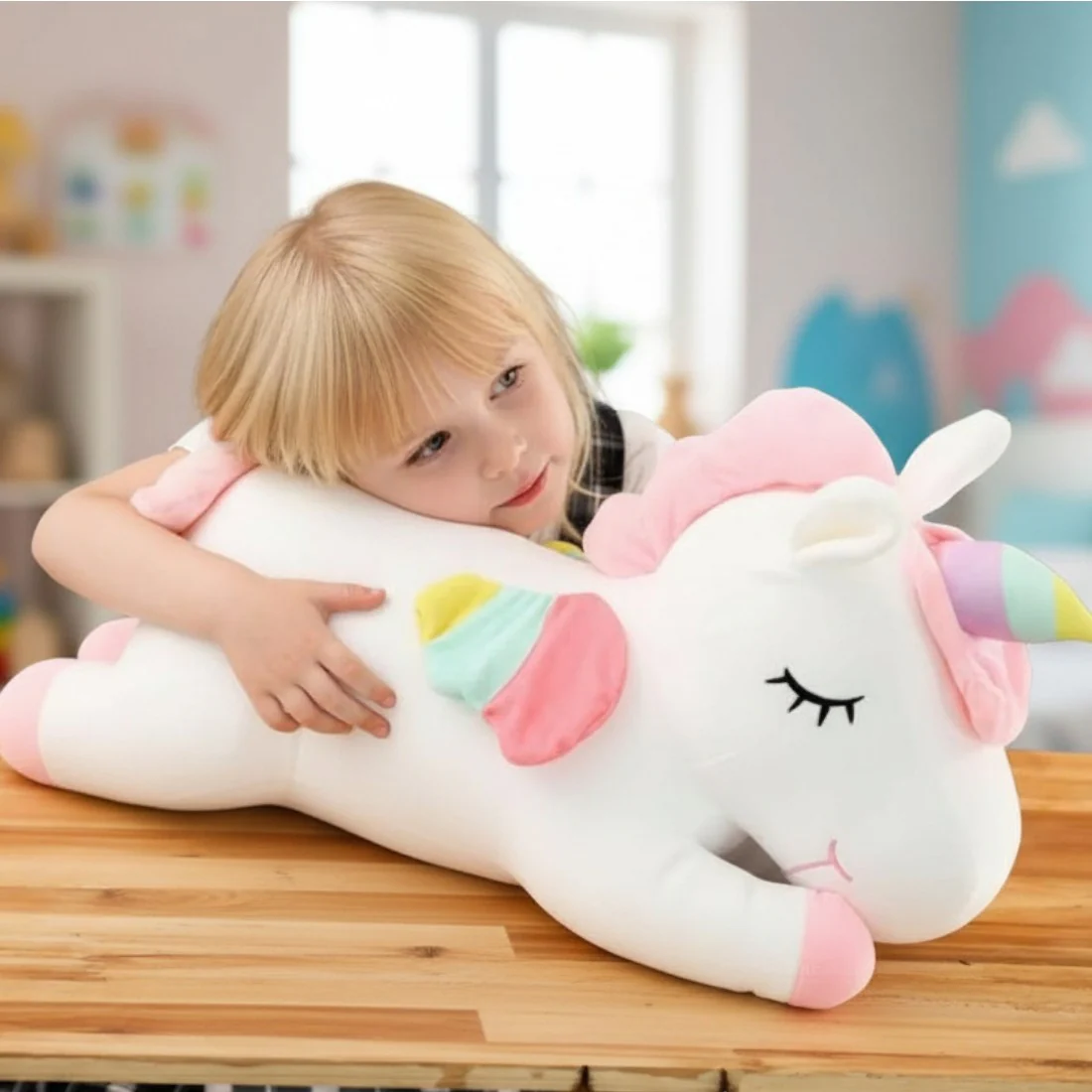 Licorne en peluche couchée pour enfant – Image 2