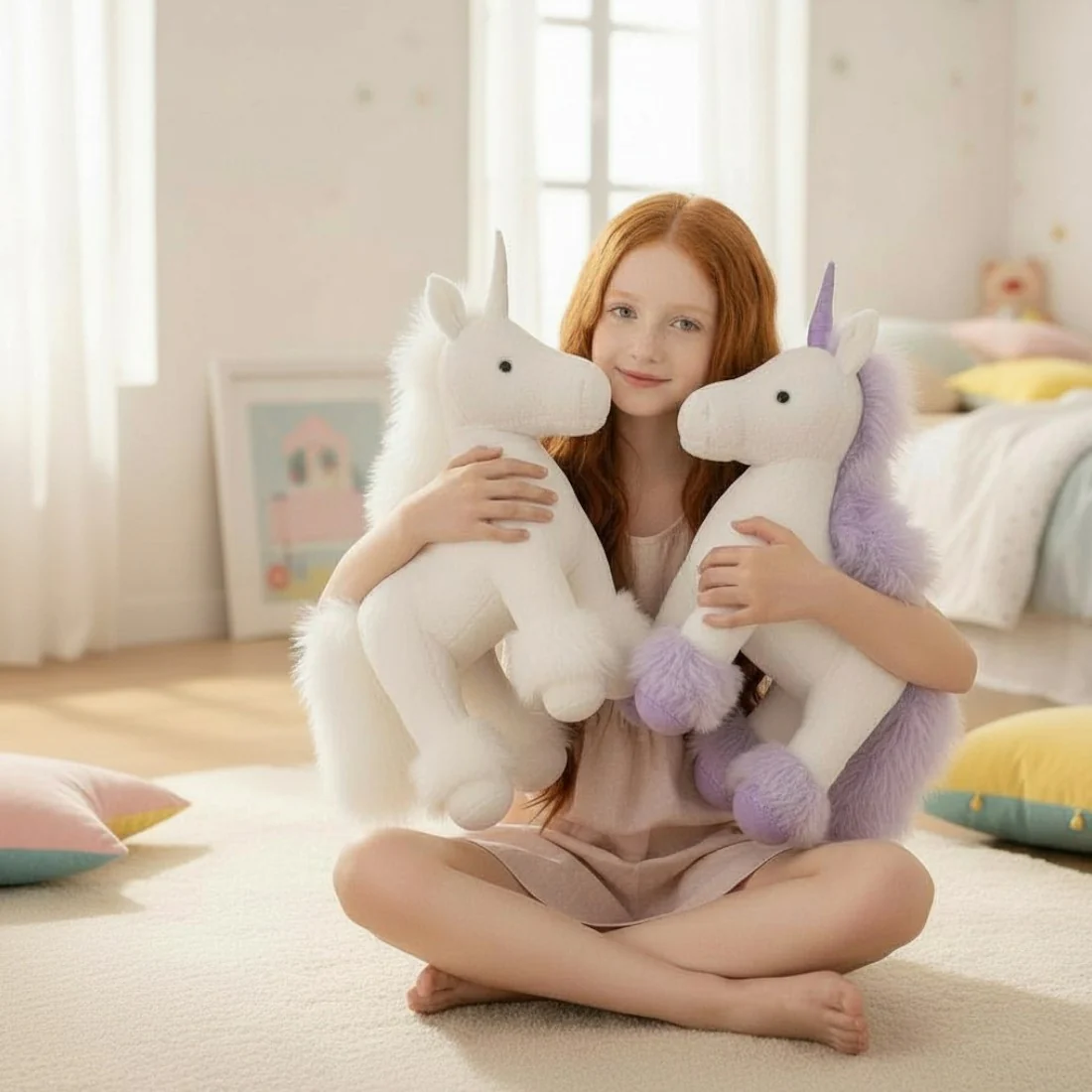 Licorne en peluche debout à crinière colorée – Image 4