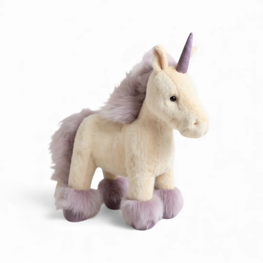 Licorne en peluche debout à crinière colorée