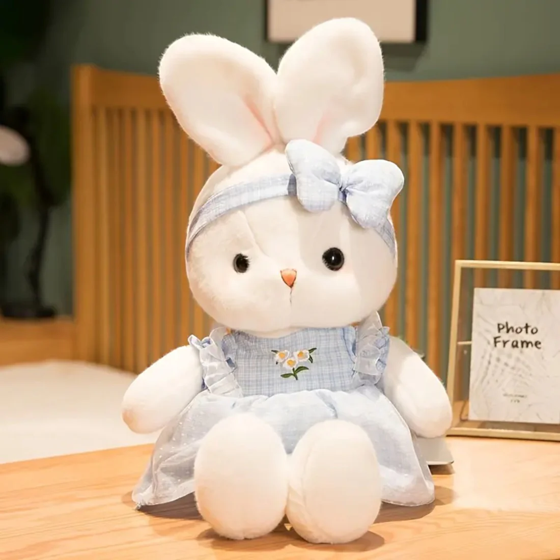 Adorable lapin en peluche avec robe à fleurs – Image 6