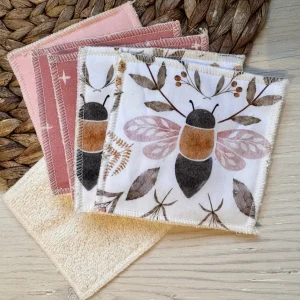 Lingettes démaquillantes, tampons démaquillants, taille 4x4'' vient en ensemble de 6