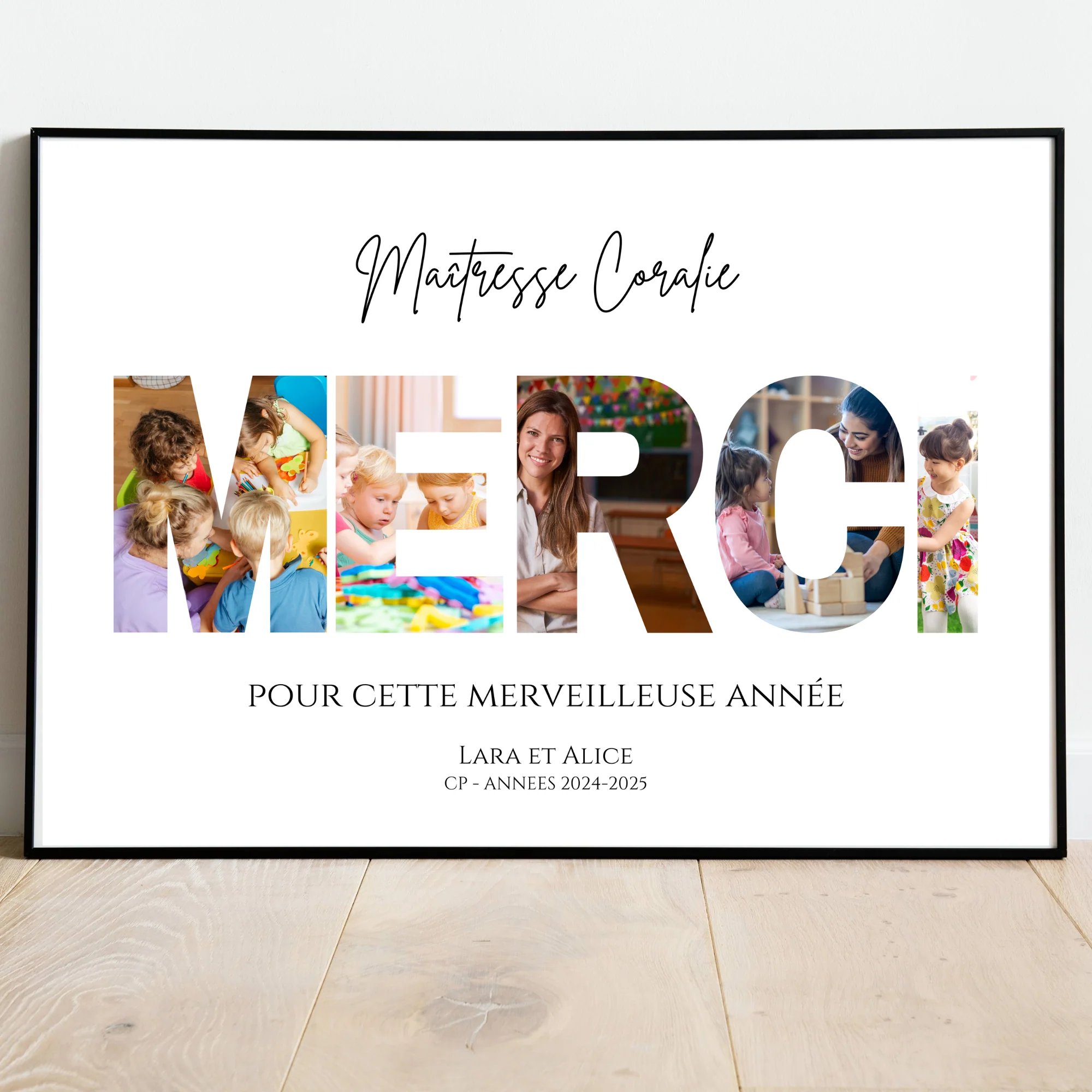 Affiche "MERCI Maîtresse" personnalisée avec photos – Image 2