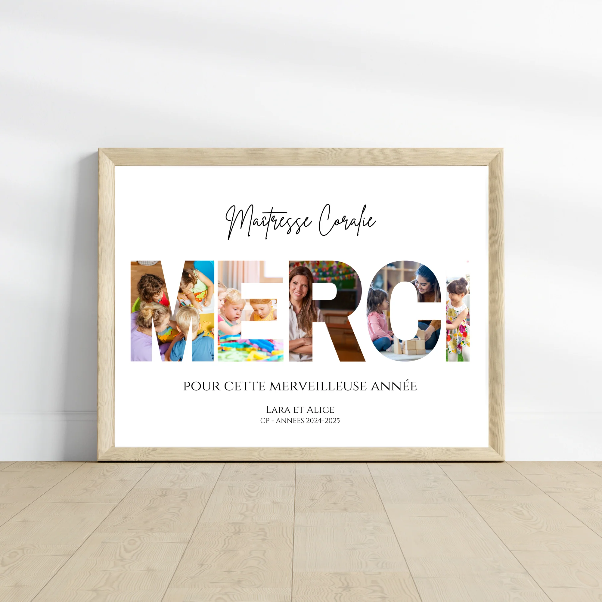 Affiche "MERCI Maîtresse" personnalisée avec photos – Image 3