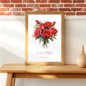 Affiche couple noce de rose - 17 ans de mariage - affiche anniversaire de mariage