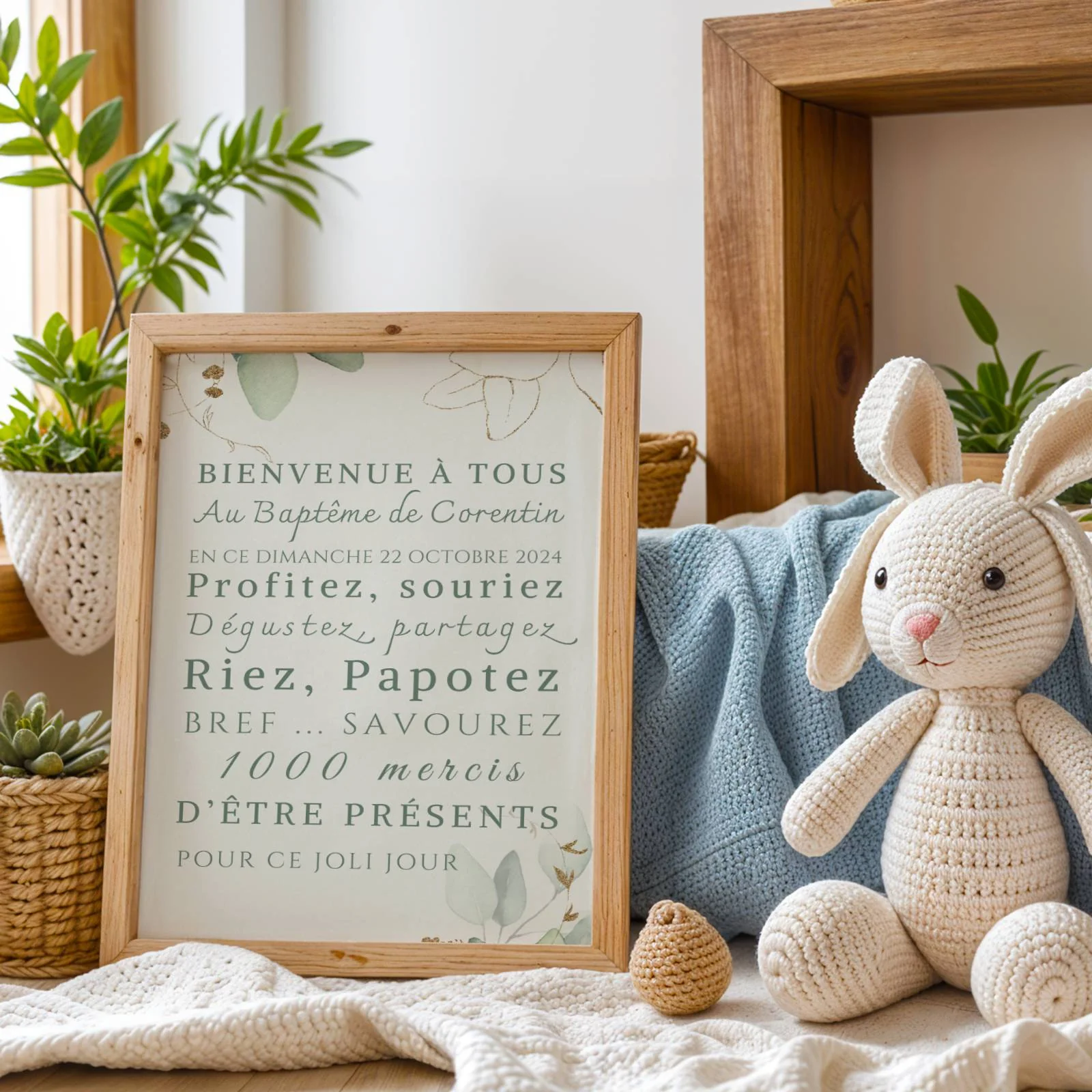 Affiche bienvenue baptême eucalyptus / anniversaire personnalisée – Image 4