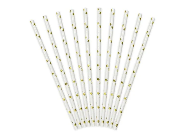 Pailles blanches étoiles dorées – Image 2