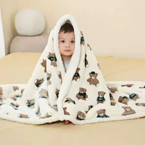 Couverture Bebe En Polaire - Ours Vert