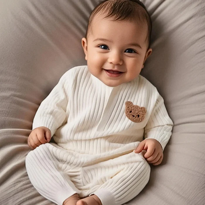 Barboteuse Bébé à Motif Ourson