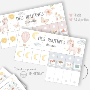 Mes tableaux de routines pliables - Licorne