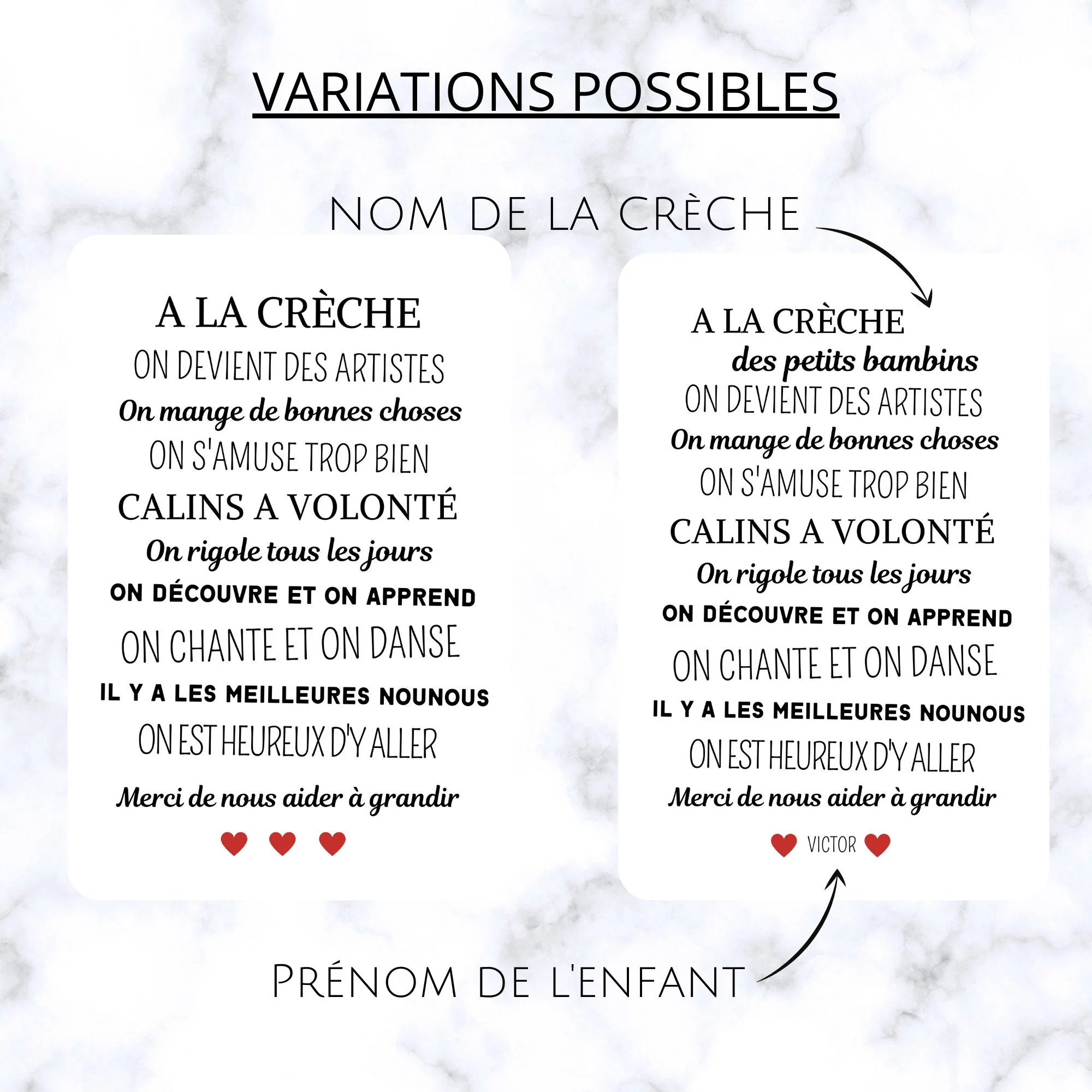 Affiche A la crèche - poster décoration crèche - Cadeau crèche - Merci crèche par Le Temps des Paillettes – Image 3