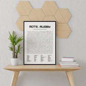 Affiche rugby - Affiche mots mélés et expressions du rugby - Poster sport - compilation rugby par Le Temps des Paillettes