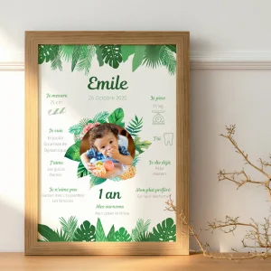 Affiche anniversaire tropical personnalisée - Thème jungle par le temps des paillettes
