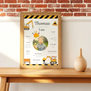 Affiche d'anniversaire personnalisée - Thème Chantier