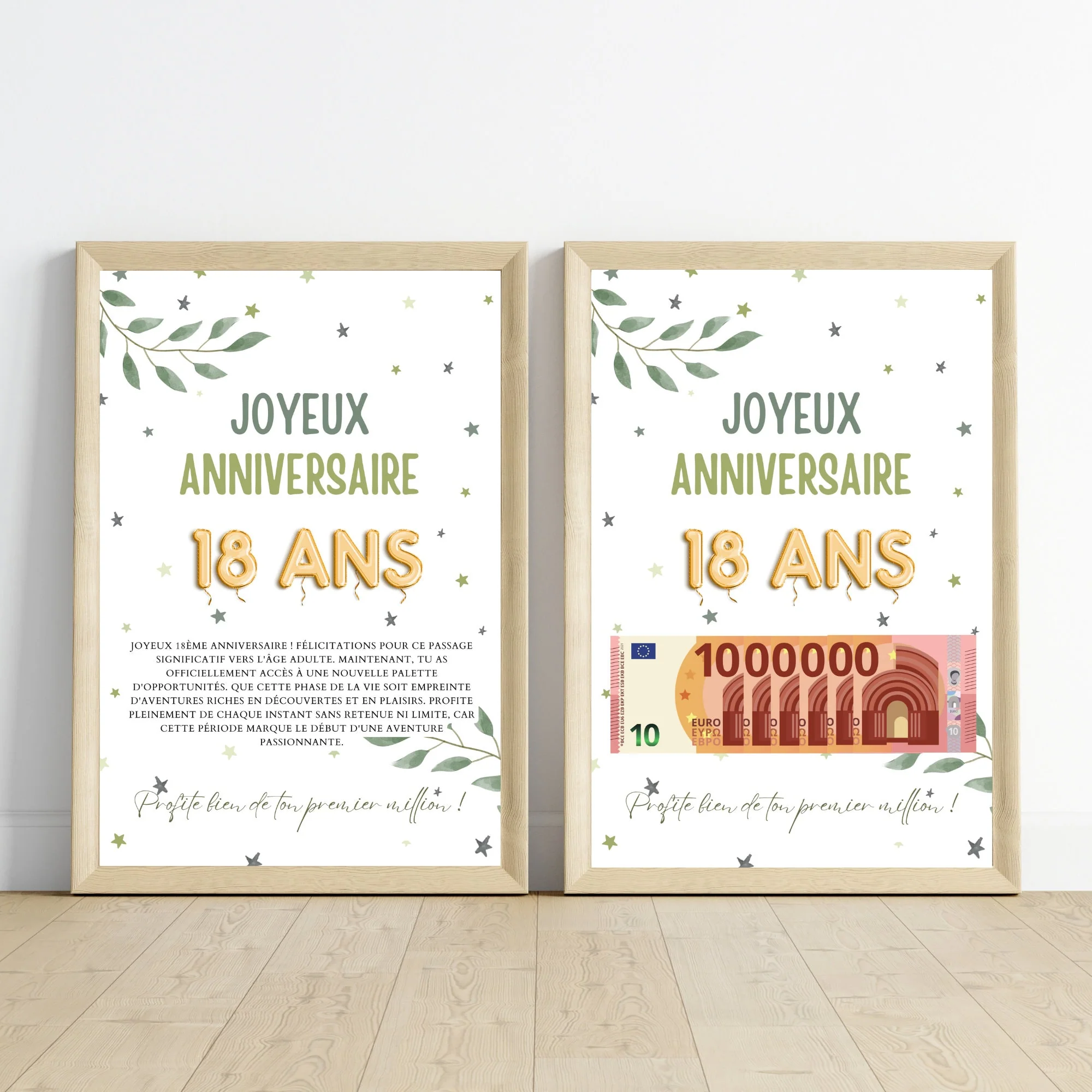 Cadeau argent anniversaire 18 ans, ton premier million, affiche message surprise pour billets à offrir – Image 2