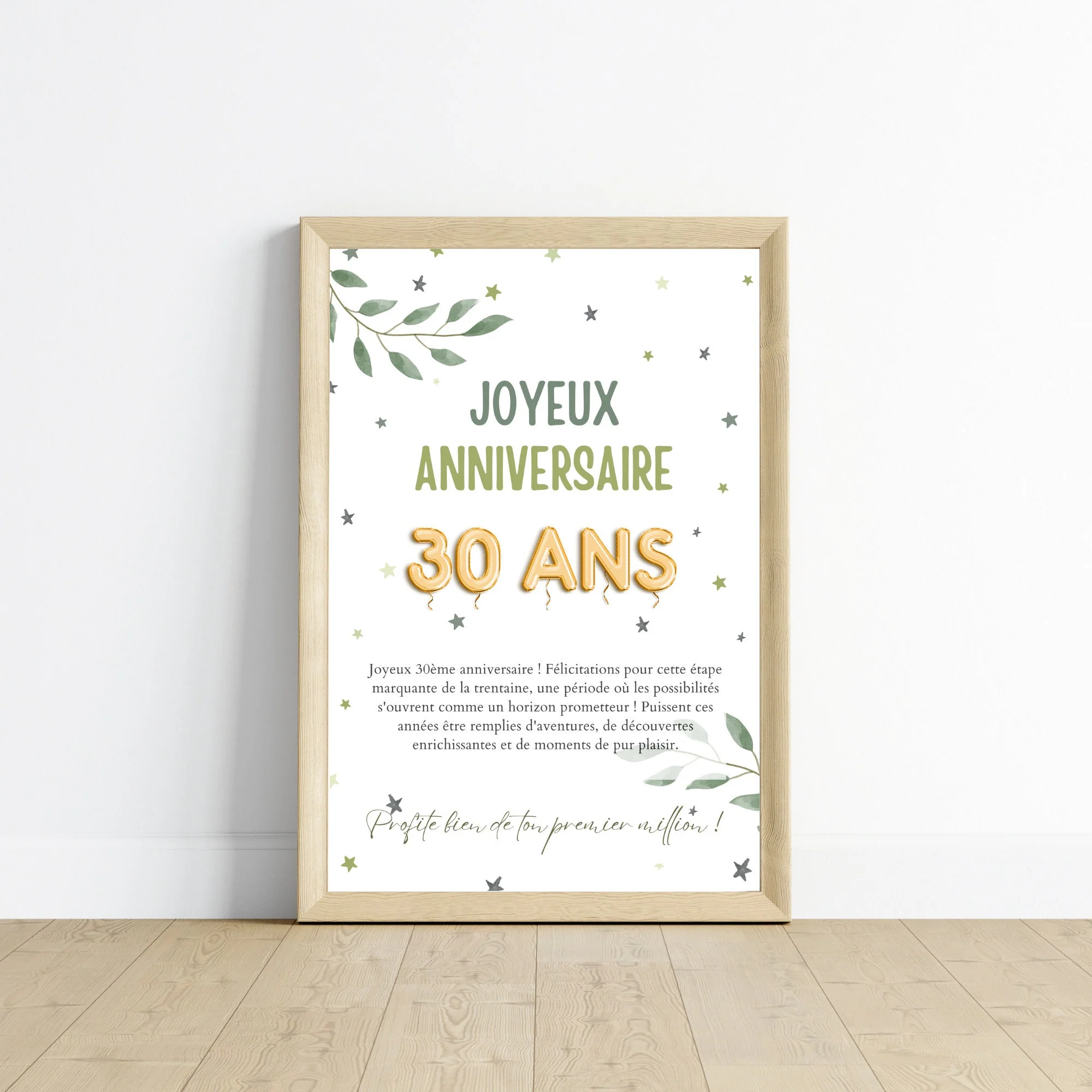 Cadeau argent anniversaire 30 ans, ton premier million, affiche message surprise pour billets à offrir – Image 5