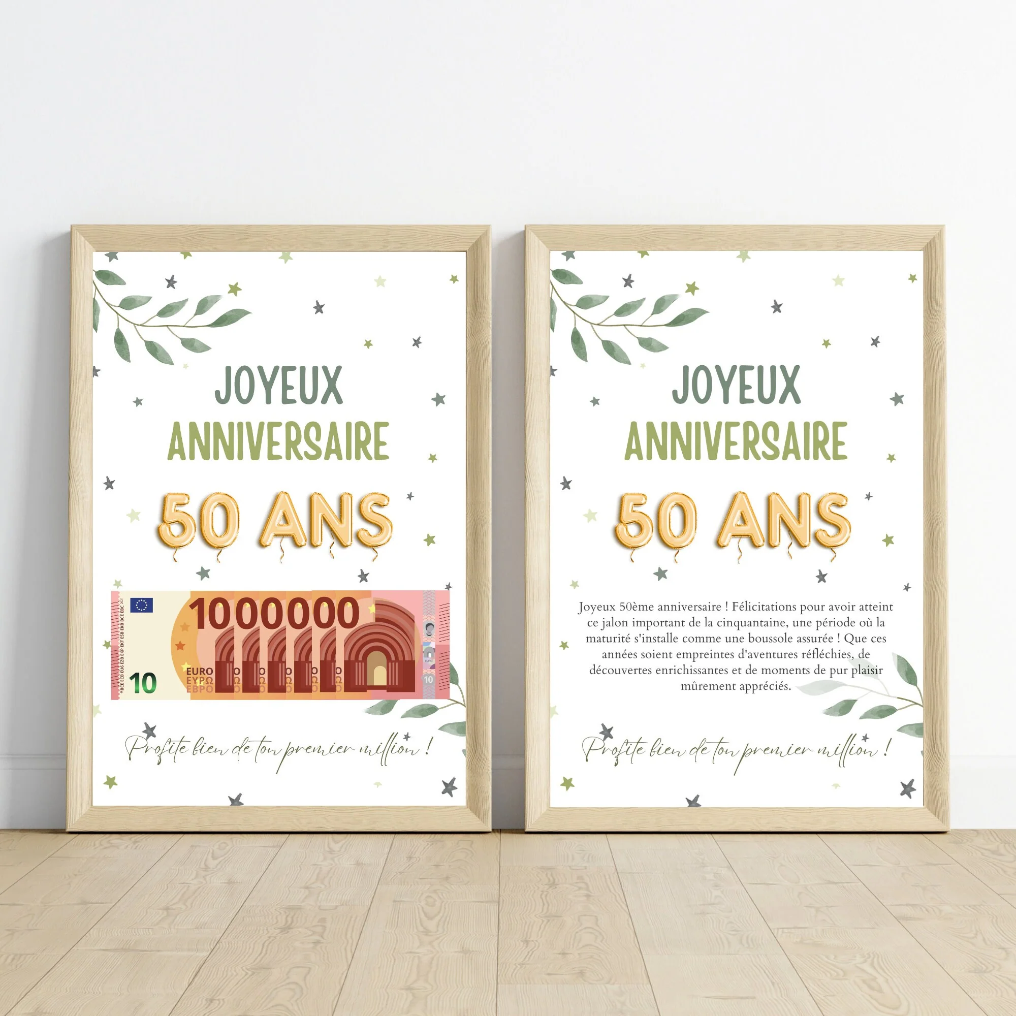Cadeau argent anniversaire 50 ans, ton premier million, affiche message surprise pour billets à offrir – Image 2