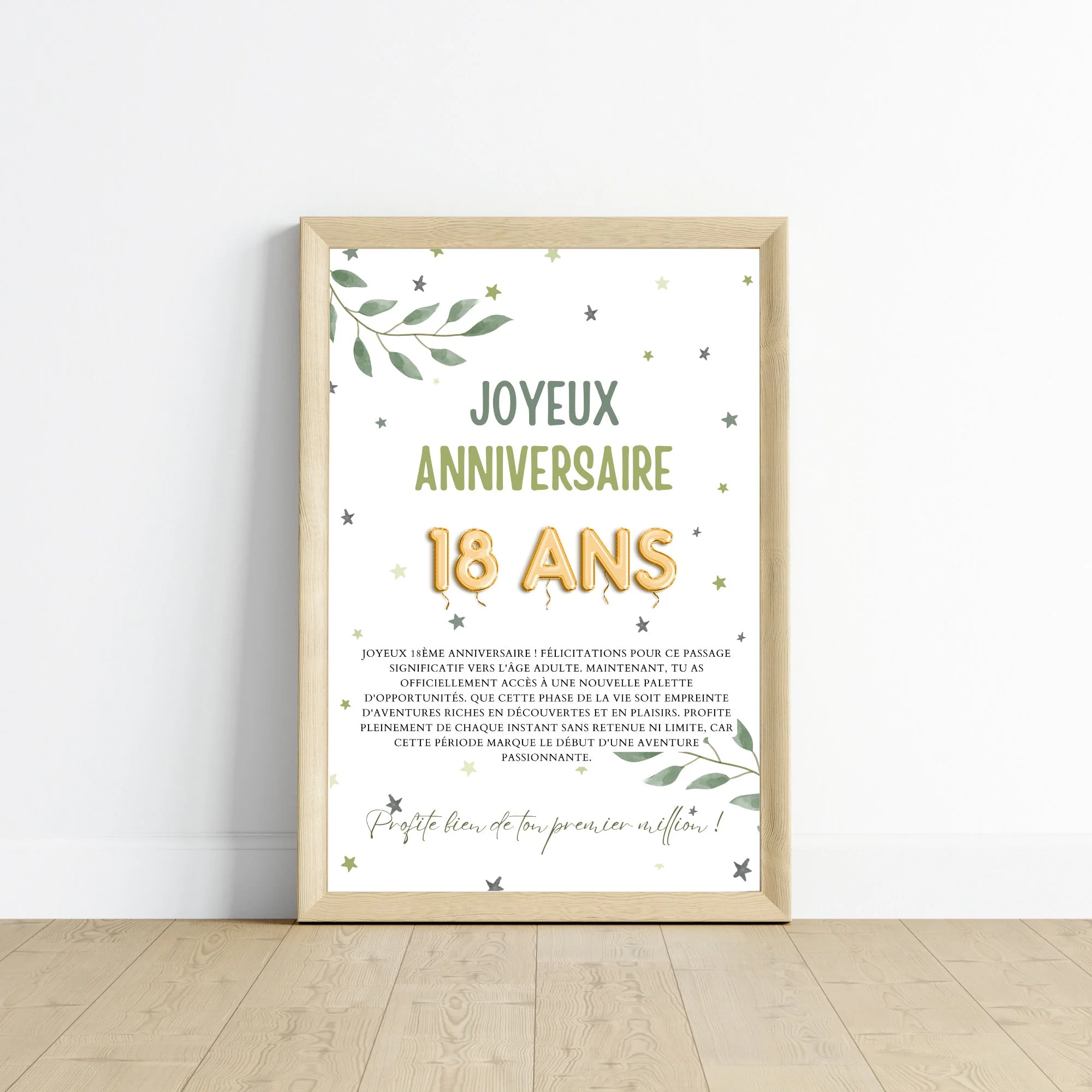 Cadeau argent anniversaire 18 ans, ton premier million, affiche message surprise pour billets à offrir – Image 5