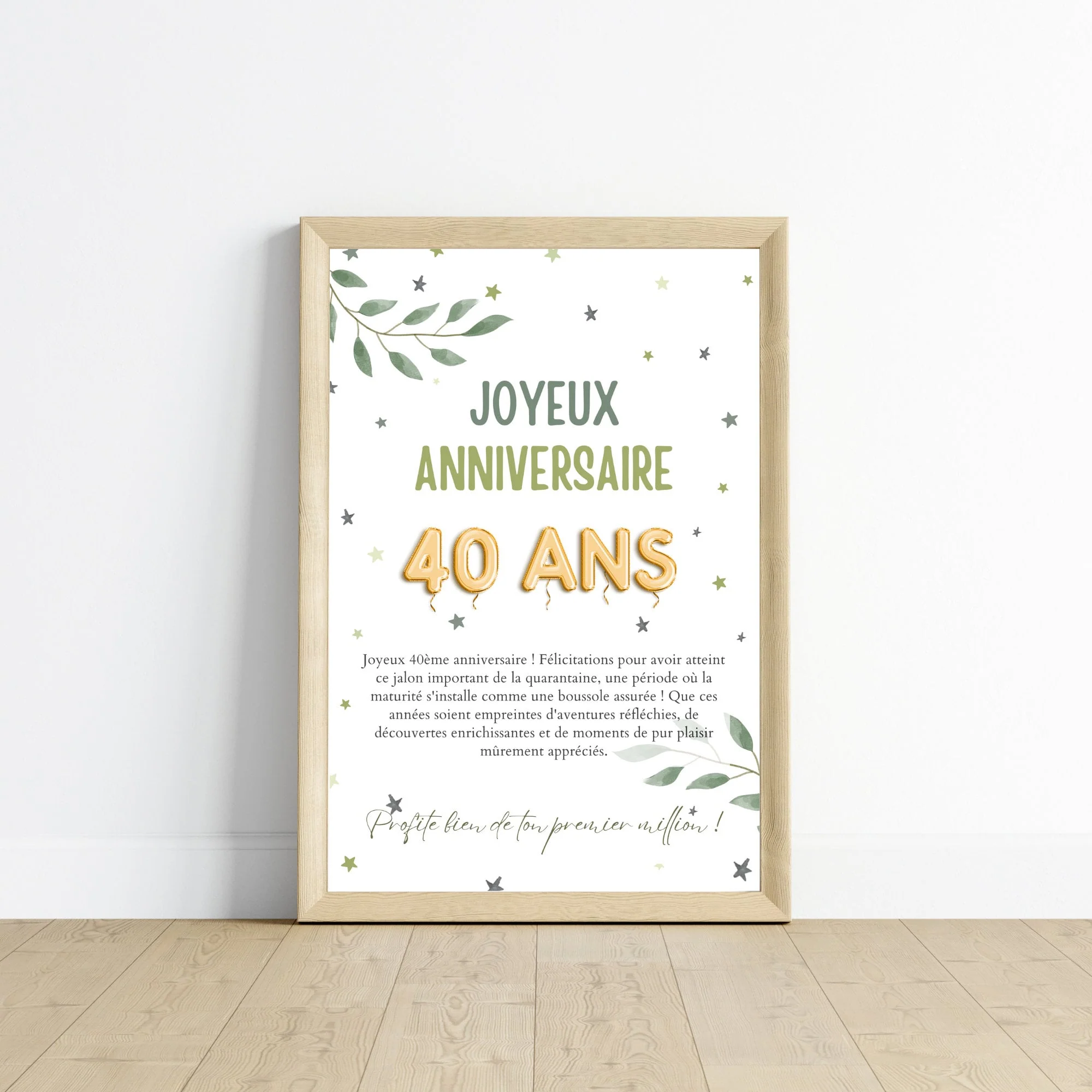Cadeau argent anniversaire 40 ans, ton premier million, affiche message surprise pour billets à offrir – Image 6