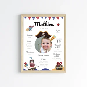 Affiche d'anniversaire personnalisée - Thème Pirate