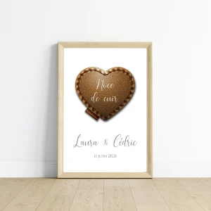 💑 Affiche Personnalisée Noce de Cuir - 2 Ans de Mariage 🎉 | Cadeau Anniversaire de Mariage Unique - Le Temps des Paillettes