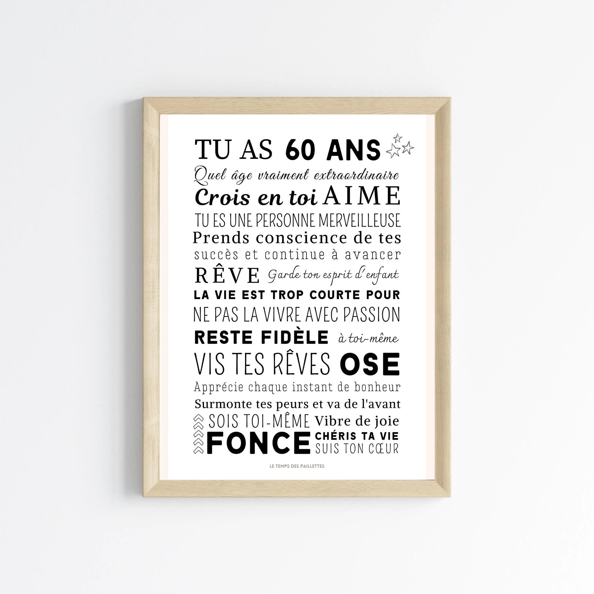 Affiche 60 ans - Carte 60ème anniversaire - Décoration de fête d'anniversaire par Le Temps des Paillettes – Image 2