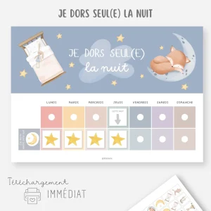 Tableau de motivation pour dormir seul la nuit - Je dors seul