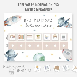 Tableau tâches ménagères pour enfant - J'aide à la maison