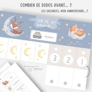 Mon tableau de décompte des jours - Combien de dodos avant ?