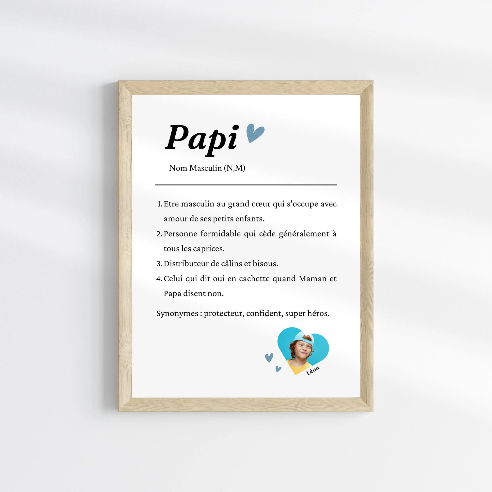 Affiche définition Papi personnalisée avec photo – Cadeau fête des grands-pères ou noel – Image 3