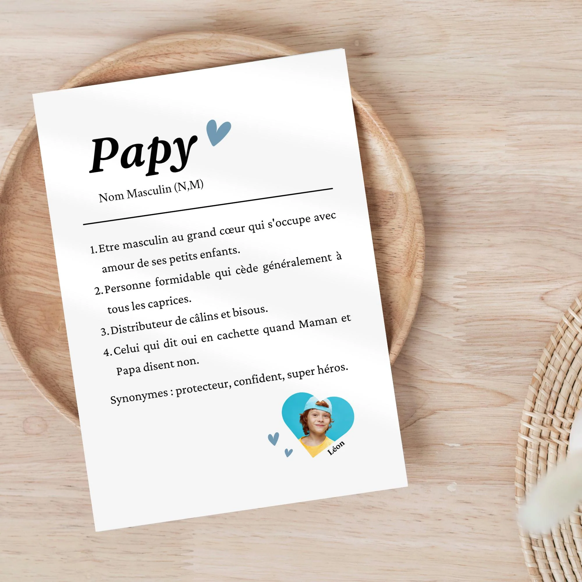 Affiche définition Papi personnalisée avec photo – Cadeau fête des grands-pères ou noel – Image 2