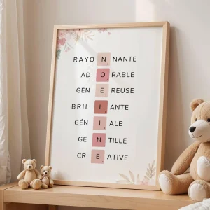Affiche scrabble prénom personnalisée  pour enfant