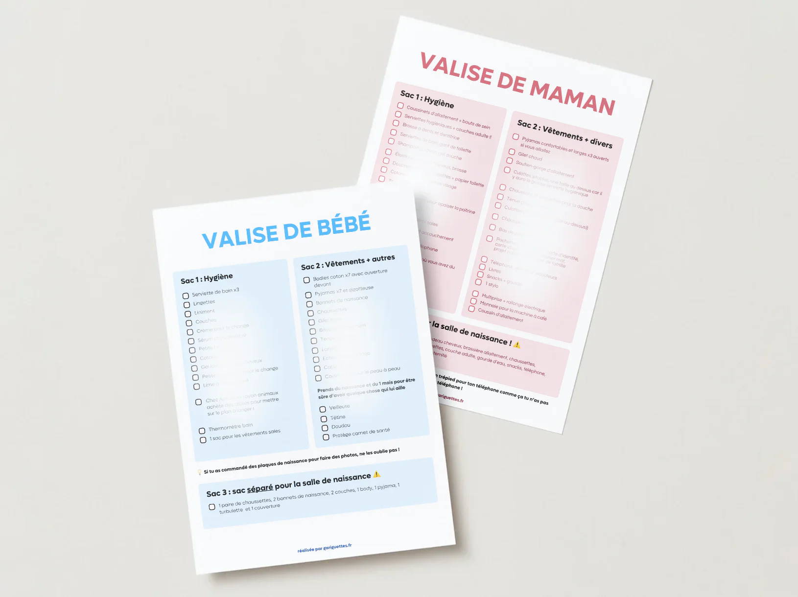 Liste de maternité et salle de naissance