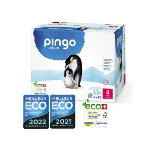 PINGO COUCHES ÉCOLOGIQUES JETABLES MAXI JUMBO TAILLE 4 (7-18KG) 2X40 COUCHES