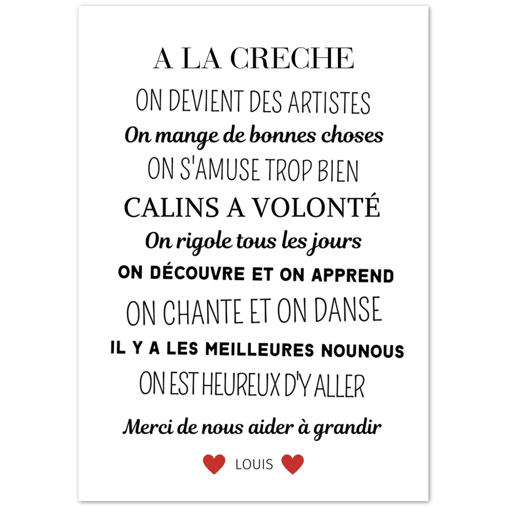 Affiche A la crèche - poster décoration crèche - Cadeau crèche - Merci crèche par Le Temps des Paillettes – Image 9