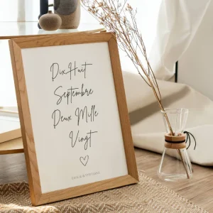 Affiche Personnalisée avec Date de Mariage ou Rencontre - Cadeau Saint-Valentin pour Couple | Le Temps des Paillettes