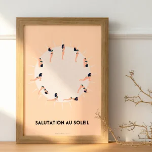 Affiche Salutation au soleil français - Affiche Yoga - décoration pour studio de Yoga par Le Temps des Paillettes