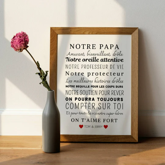 Affiche Mon papa personnalisée - Cadeau papa personnalisée - Cadeau fête des pères – Image 4
