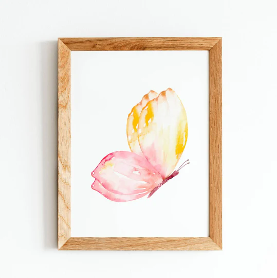 Set 3 affiches papillon aquarelle pour chambre enfant - cadeau de naissance personnalisée prénom – Image 3