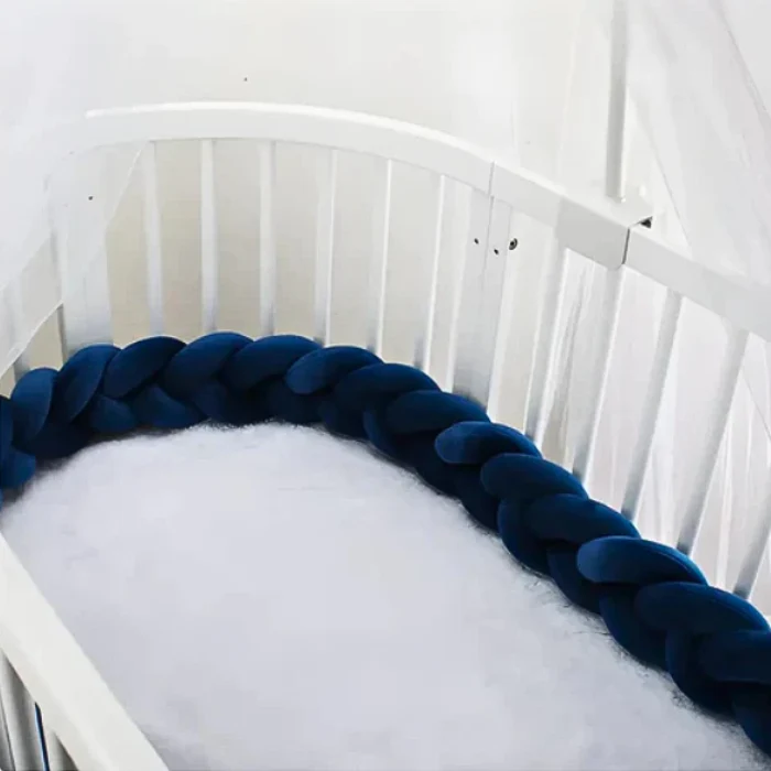 Tour De Lit Tressé Bleu Marine – Image 2